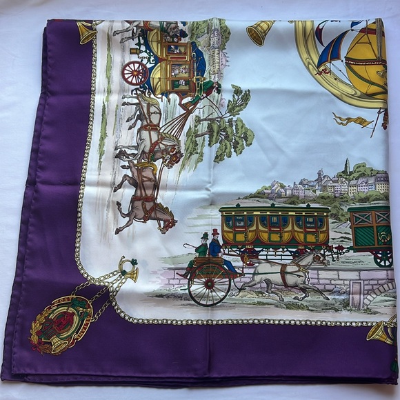 Gucci Equestrian "Servizi Postali" Design 100%Silk Scarf Made in Italy Auth.90cm - Picture 9 of 13